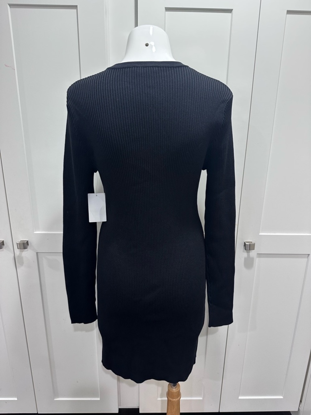 NWT GOOD AMERICAN Virgo long sleeve rib mini black dress size 2XL - Picture 6 of 8